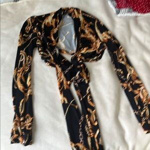 Black and Gold Chain Print Women's Scarf
